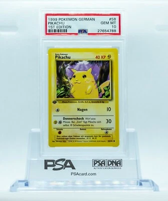 2000 WOTC POKEMON TCG GERMAN PIKACHU 1ST EDITION PSA 10 GEM MINT 58/102 BASE SET - Image 1 of 2