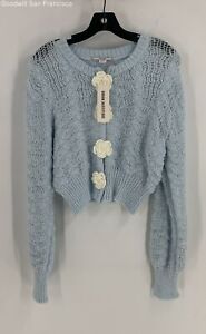 NWT Urban Outfitters Kimchi Blue Womens Blue Blossom Knitted Cardigan Sweater M