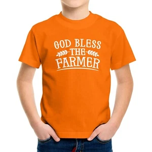 God Bless The Farmer Toddler Kids Youth T-shirt Farming Tee Farmhouse Farm Fresh - Picture 1 of 16