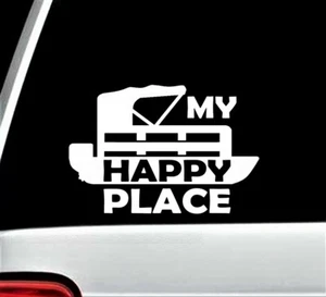 Happy Place Pontoon Decal Sticker Lake Boating Accessories Party Barge | BG367 - Picture 1 of 3