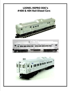 Lionel 400 404 Schienen Dieselwagen Repro Dokumentation - Bild 1 von 1