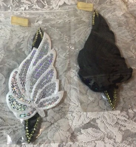 2 Headbands Hairbands Sequins Leaf Silver Black Sparkly AB NIP - Picture 1 of 4