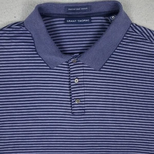 Grant Thomas Golf Striped Mercerized Cotton Casual Mens Polo Shirt Size Medium - Picture 1 of 7