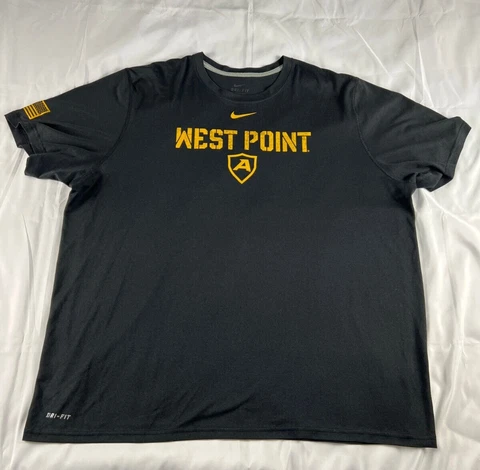 Nike Dri-Fit Shirt Army West Point Mens Size 2XL Black Short Sleeve Flag Logo Cover