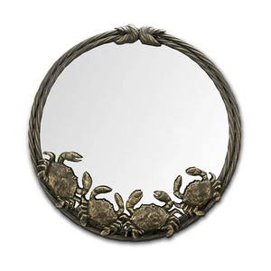 Stylish Bronze Iron Glass Crab Quartet Wall Mounted Mirrors Coastal Home Décor - Picture 1 of 1