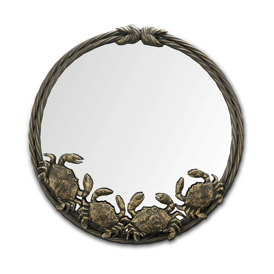 Stylish Bronze Iron Glass Crab Quartet Wall Mounted Mirrors Coastal Home Décor - Image 1 of 1