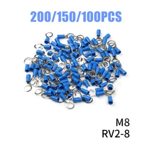 200/100PCS Ring Terminal Blue 16-14 GA AWG Gauge 5/16" Crimp Wire Connectors - Picture 1 of 8