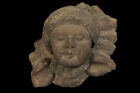 Antique Fragment Of Sculpture Sandstone Pink End 19th Century, Angel Or Putto /