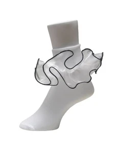 GIRLS BIG FULL RUFFLE SOCKS!!! (White w/ Black Trim) PAGEANT FANFARE ORGANZA - Picture 1 of 1