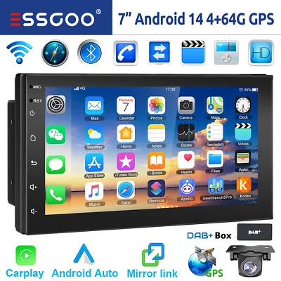 Doppel 2 DIN DAB+ Android 14 4+64G Carplay Autoradio Bluetooth GPS NAVI WiFi RDS - Bild 1 von 4