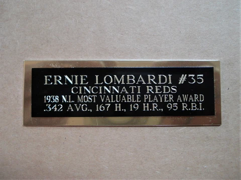 Ernie Lombardi Reds 1938 NL MVP Award Baseball Card Plaque Nameplate 1" X 3" Cover