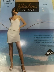 FILODORO CLASSIC ABSOLUTE 8 DEN COOL AND ULTRA SHEER SUMMER PANTYHOSE 2-S BEIGE - Picture 1 of 3