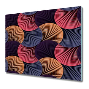 Glass Induction Ceramic Hob Cover Petals grid blue orange and pink photo 60x52 - Picture 1 of 8