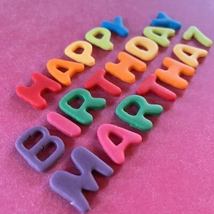 2cm edible BRIGHT LETTERS NUMBERS  Fondant Rainbow birthday cupcake CAKE TOPPER - Picture 1 of 34