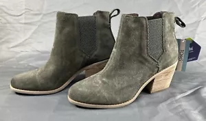 Botas para mujer Toms Everly 9,5 asfalto cuero de oliva tacón 3 pulgadas tirón al tobillo western - Imagen 1 de 19