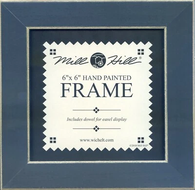 Matte Blue Solid Color Gold Trim Mill Hill 6 x 6 Wooden Frame GBFRM2