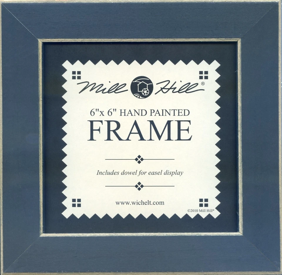Matte Blue Solid Color Gold Trim Mill Hill 6 x 6 Wooden Frame GBFRM2 - Image 1 of 1
