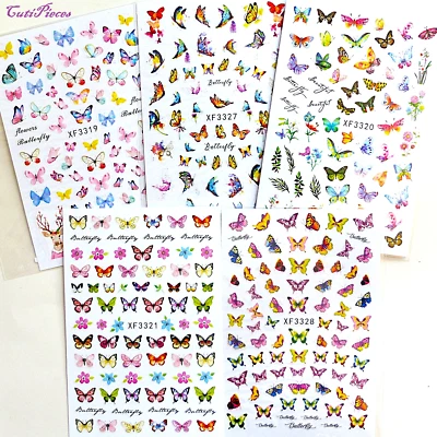 3D Nail Art Stickers "Butterfly" Flying Wings Flowers Dragonfly Decal Sticker