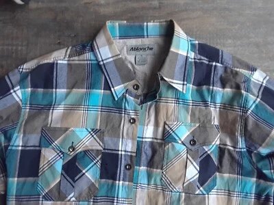 Ablanche xl Mens Long Sleeve Multi Color Blend Shirt blue aqua plaid  A7 - Image 1 of 4