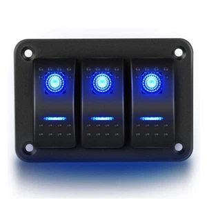 3 Gang ON/OFF Toggle Rocker Switch Panel Dual LED for Car Boat Marine RV Truck - Picture 1 of 7