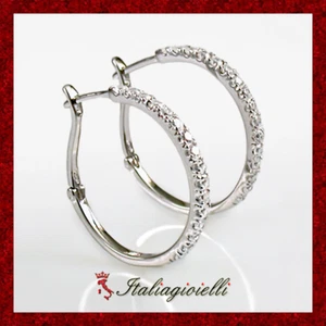 Accecanti Orecchini a Cerchio Donna in Argento 925 rodiato Oro Bianco - Foto 1 di 7