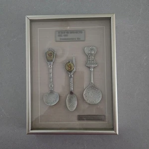 1988 Olympics Commemorative Pewter Spoon Set Framed Seoul Korea - Picture 1 of 4
