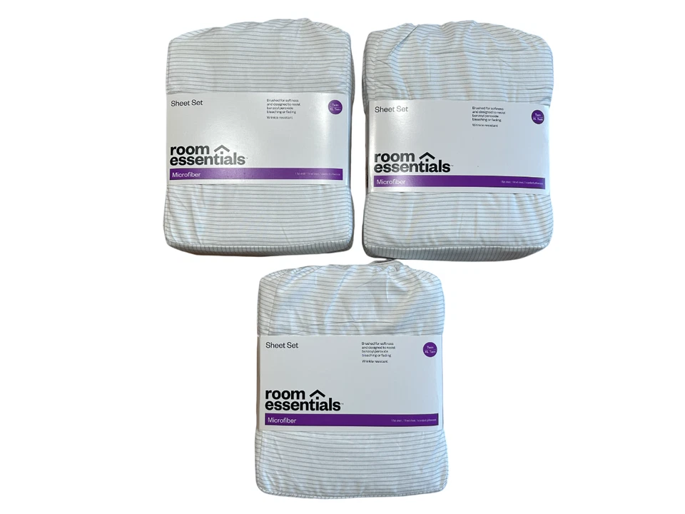 Microfiber Sheet Set Prints - Room Essentials White Striped Twin