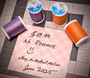 $0.99 NO RESERVE - 4 x Coats & Clark Dual Duty XP 250yd Spools - Violet + Tang. - Picture 1 of 3