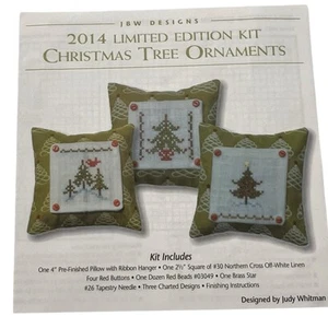 JBW Designs Cross Stitch Chart Only 2014 LE Christmas Tree Ornaments 1.75” Sq - Picture 1 of 4