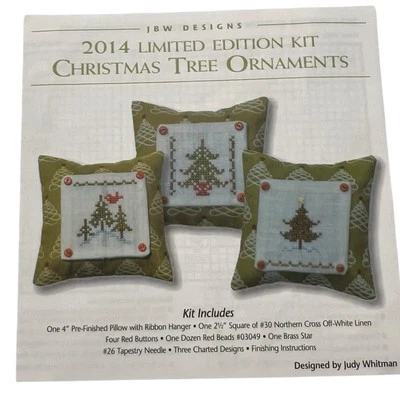 JBW Designs Cross Stitch Chart Only 2014 LE Christmas Tree Ornaments 1.75” Sq - Image 1 of 4