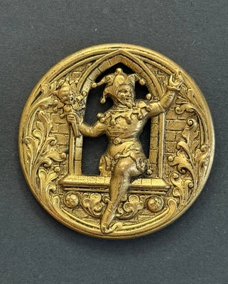 GORGEOUS Nicely Detailed Antique Vintage JESTER Pierced Button - 1-1/2" (S23) - Image 1 of 3