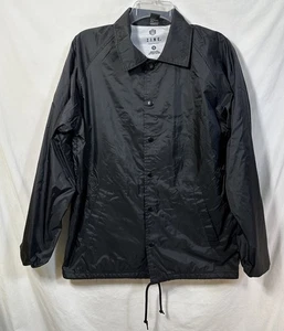 Zine Small Solid Black Snap Lined Jacket Windbreaker Pockets Long Sleeve Fall - Picture 1 of 8