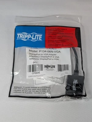 TRIPP LITE DisplayPort to VGA Adapter Model P134-06N-VGA Premium Quality - Image 1 of 4