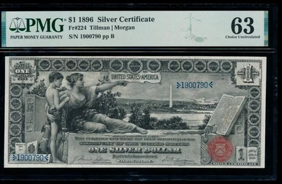 AC Fr 224 1896 $1 Silver Certificate PMG 63 ... Educational - Image 1 of 2