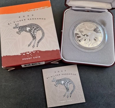Moneda de prueba de 1 dólar Australia Kangaroo 2003 1 oz plata (.999) Foto 1 de 4