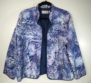 ALFRED DUNNER Blue & Purple Pleated Lightweight Jacket-Women's Size 14P-EUC - Picture 1 of 11