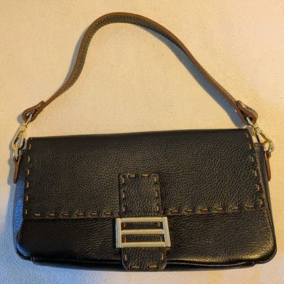 Bolso de Mano Borse in Pelle Italia 100% Cuero Genuino Negro Marrón Magnético a Presión Foto 1 de 4