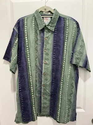 Marc Edwards на пуговицах большой короткий рукав зеленый фиолетовый белый отпуск повседневный - Изображение 1 из 4