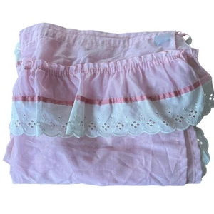 Vintage 70s Sheer Pink White Eyelet Lace Window Swags Valance 52x58" JC Penney - Picture 1 of 12