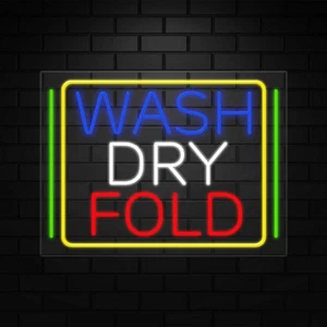 Wash Dry Fold Sign for Business Displays | LED Flex Neon | 24"W x 18"H x 1"D - Picture 1 of 5