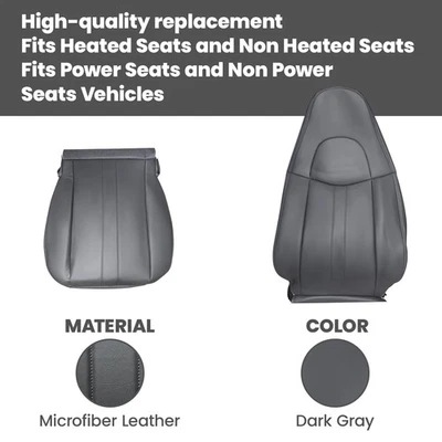 Driver & Passenger Seat Cover Dark Gray For Chevy Express 1500 2500 3500 03-2014 - Изображение 1 из 4