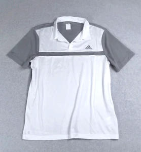 adidas Men's Novelty Core Polo Shirt Large Stripe UPF Golf White Gray NEW - Picture 1 of 13
