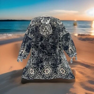 Hale Bob Dress Womens Medium Black Silk Velvet Burnout Bohemian Chic Boho EXC - Picture 1 of 24