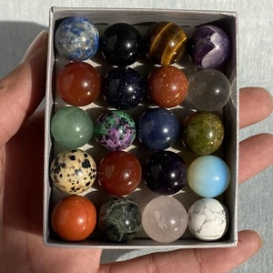 20pcs Wholesale Natural Mixed Ball Quartz Crystal 15mm+ Sphere Reiki +box - Bild 1 von 7