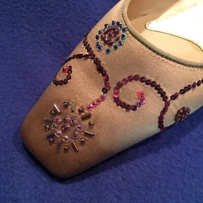 NUEVO Bomba Baja Satinada Melocotón Talla 7.5M con Diseño de Lentejuelas 7.5M por Max Studio ENVÍO GRATUITO Foto 1 de 4