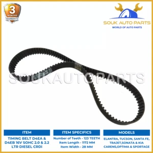 A461RU28MM TIMING BELT D4EA D4EB For Hyundai TUCSON SONATA & KIA CARENS 2000-10 - Picture 1 of 1