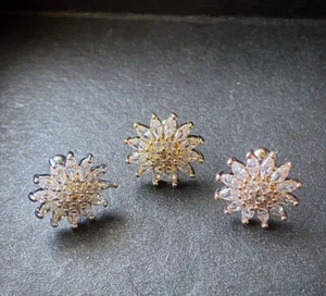 1pc CZ Gem Paved Flower Surgical Steel Tragus Cartilage Barbell Ring 16g 1/4" - Picture 1 of 9