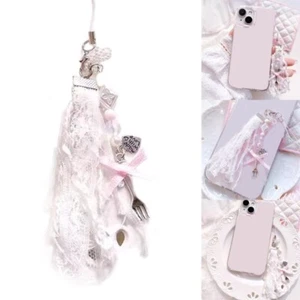 Butterfly Cellphone Lanyard Bowknot Fork Pendant Phone Chain Stylish Accessory - Picture 1 of 9