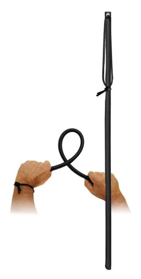 TULA-TOYS BDSM flexibler Rohrstock mit Überzug Leder Flexstock schwarz Peitsche Gerte