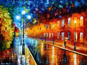 Leonid Afremov - BLUE LIGHTS Poster or Canvas Picture Art A0-A4 - Picture 1 of 5